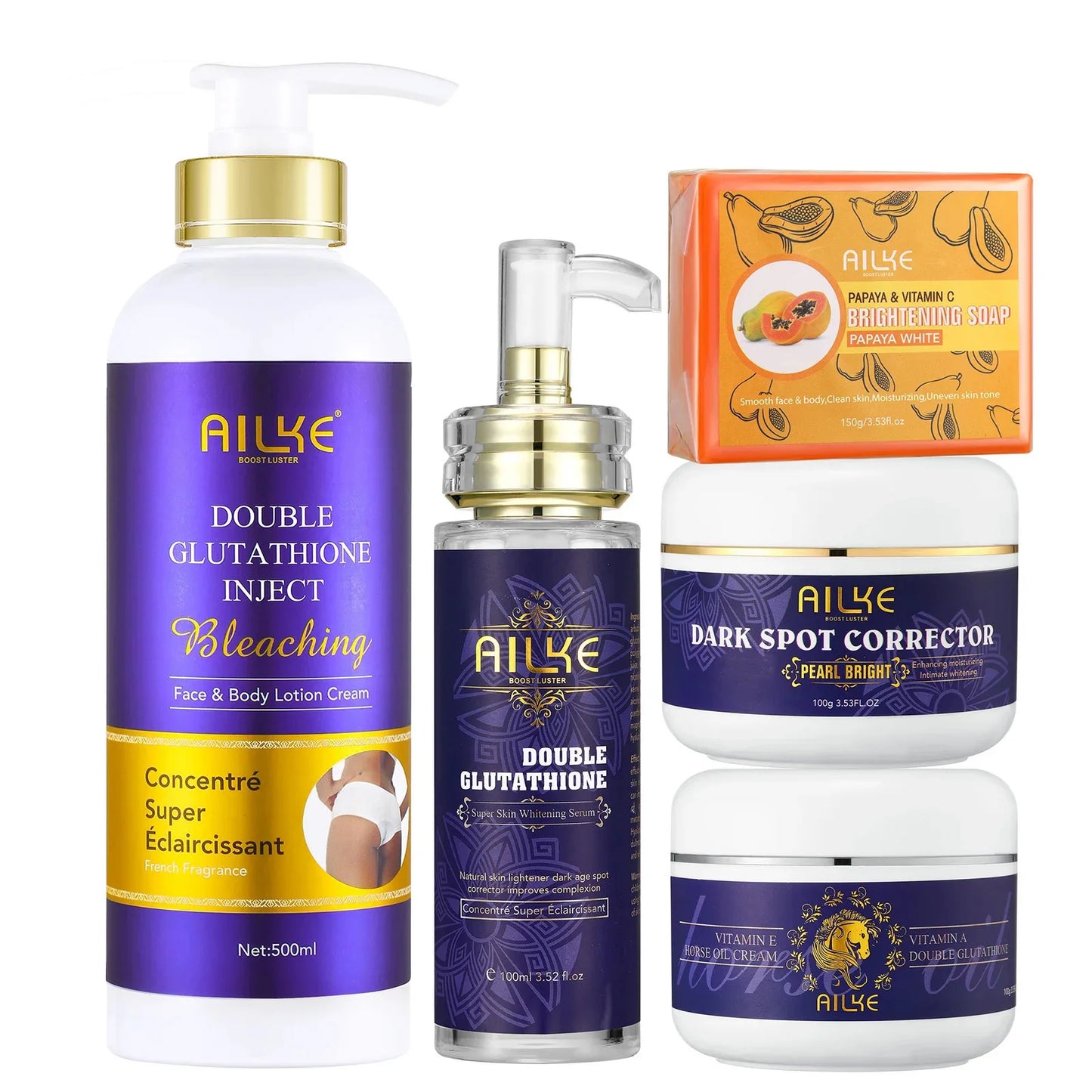 AILKE Glutathione Whitening Skin Care Set For Women, Moisturizing, Deeply Clean Skin, Reduce Dark Spots, Hyperpigmentation