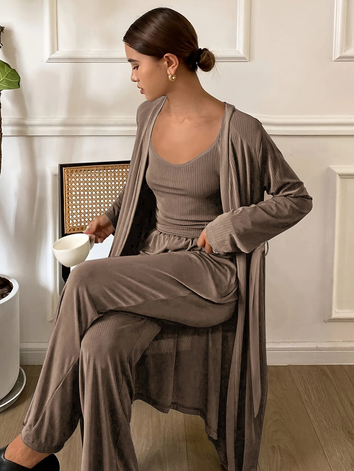 Women's Three-Piece Robe Loungewear Set