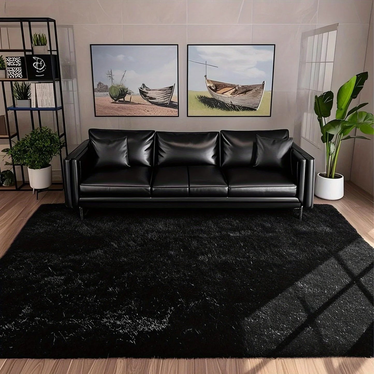 Geometric Plush Area Rug Ultra Soft Living Room Decor