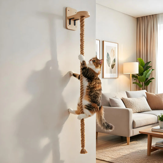 Cat Climbing Shelf and Rope Tree Wall Mounted Scratching Post Sisal Rope Lounging Interactive Play Toys Gym for Indoor Cats