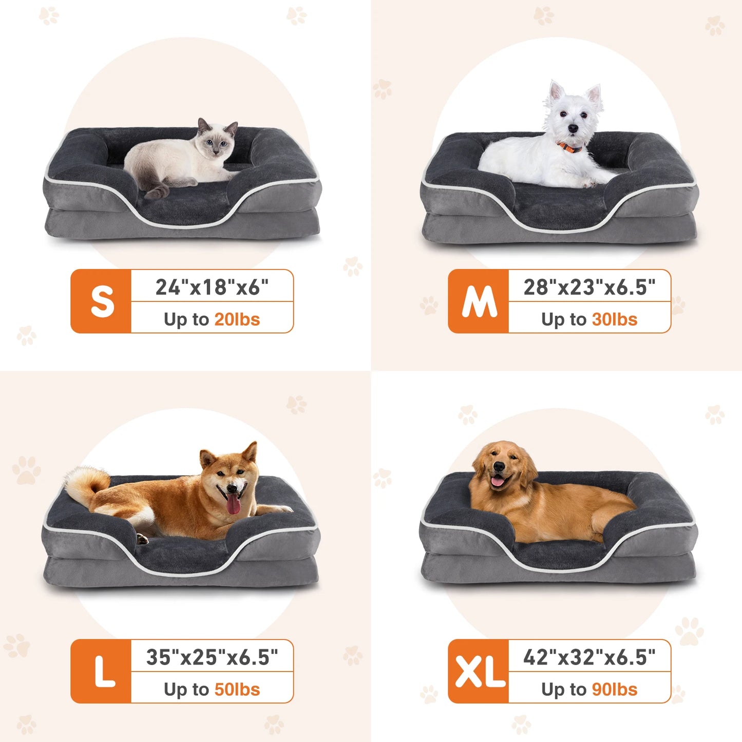 JHK Orthopedic Memory Foam Dog Bed For Small Pets Cover