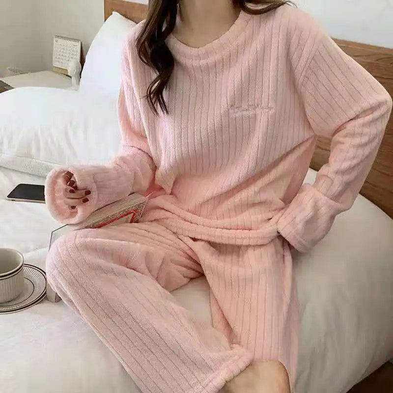 Winter Women's Pajama Set Coral Velvet Padded Homewear