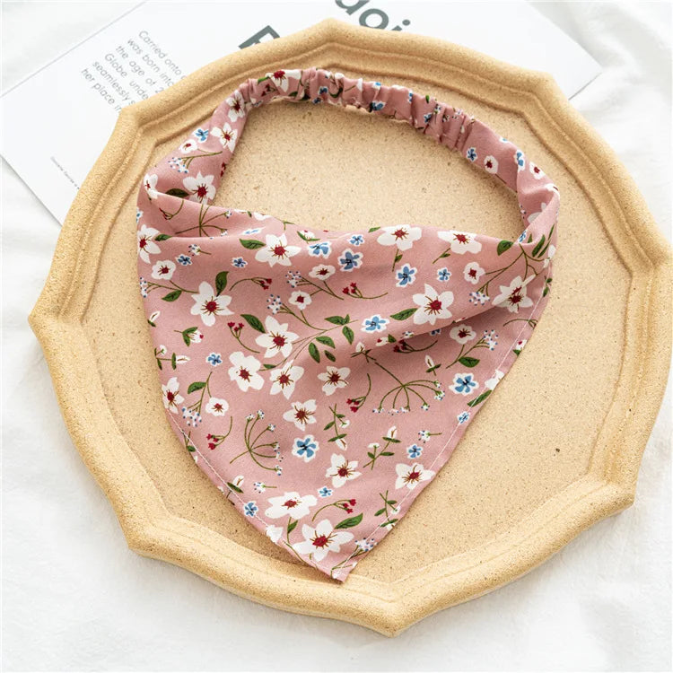 Summer Vintage Print Flower Beach Bandana Hair Scarf Fashion Elastic Rubber Headbands for Women Girl Hair Accessories