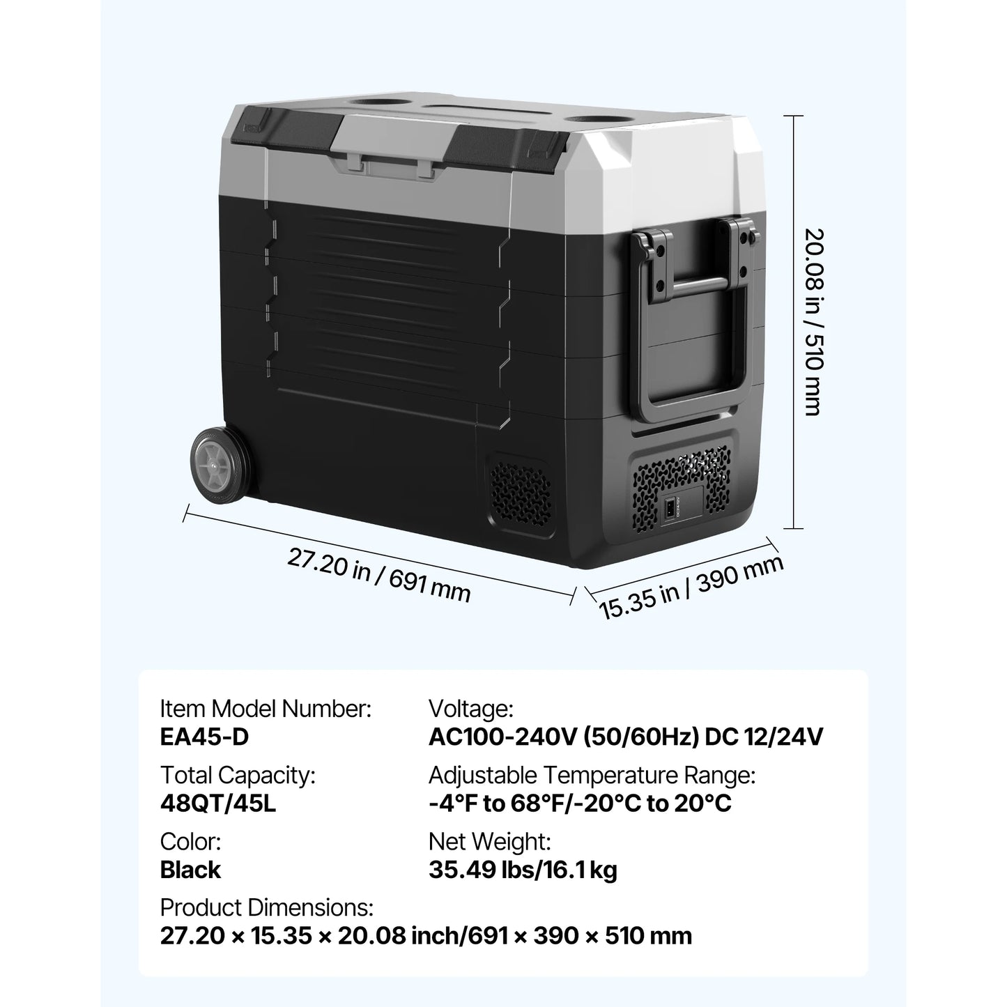 SucceBuy Portable Car Refrigerator with Wheels and App Control