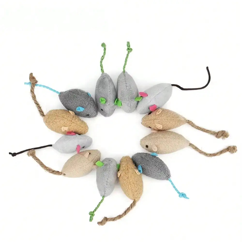 Rattle Faux Fur Mouse Cat Toys, Multi-Pack
