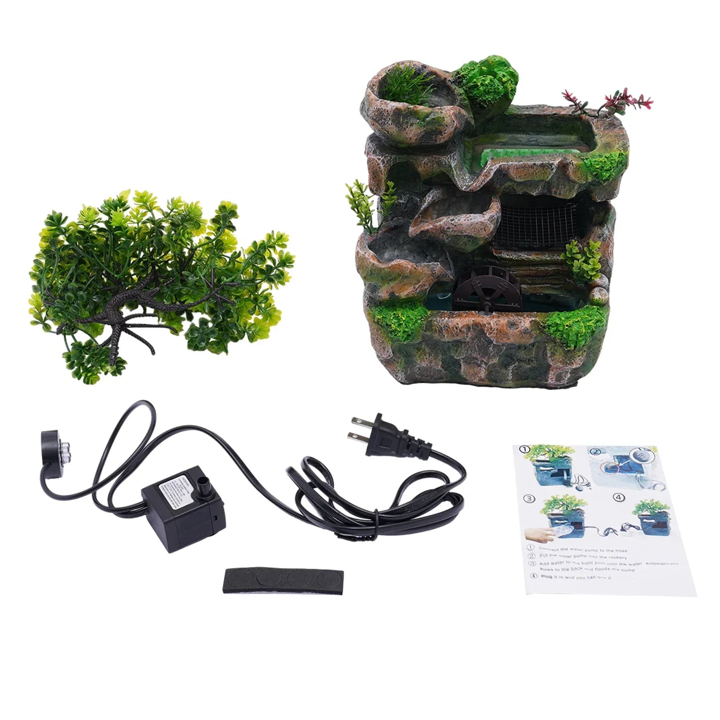 Tabletop Waterfall Fountain For Indoor Use With Pump And LED