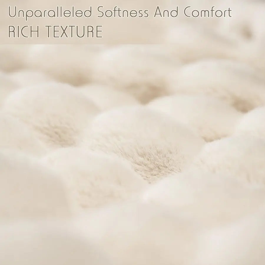 Lux Plush Rabbit Faux Fur Throw Blanket For Cozy Couches