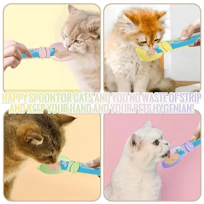 4Pcs Cat Treat Dispenser Multi Function Spoon for Lickable Cat Treats Cats Treats Squeeze Spoon Treat Feeding Wet Spoons Easy Feeding 4 Styles
