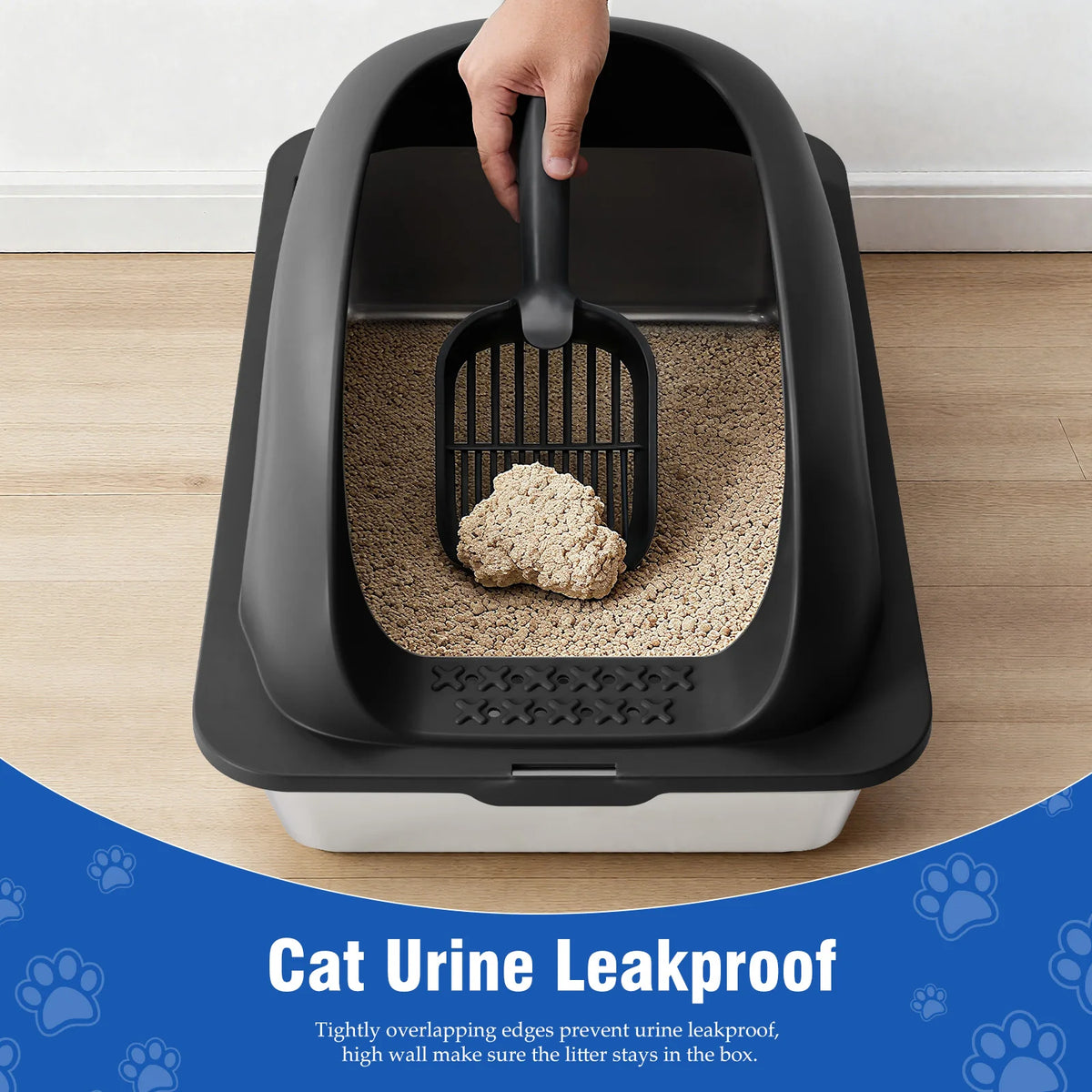 Stainless Steel Cat Litter Box with Lid and Scoop