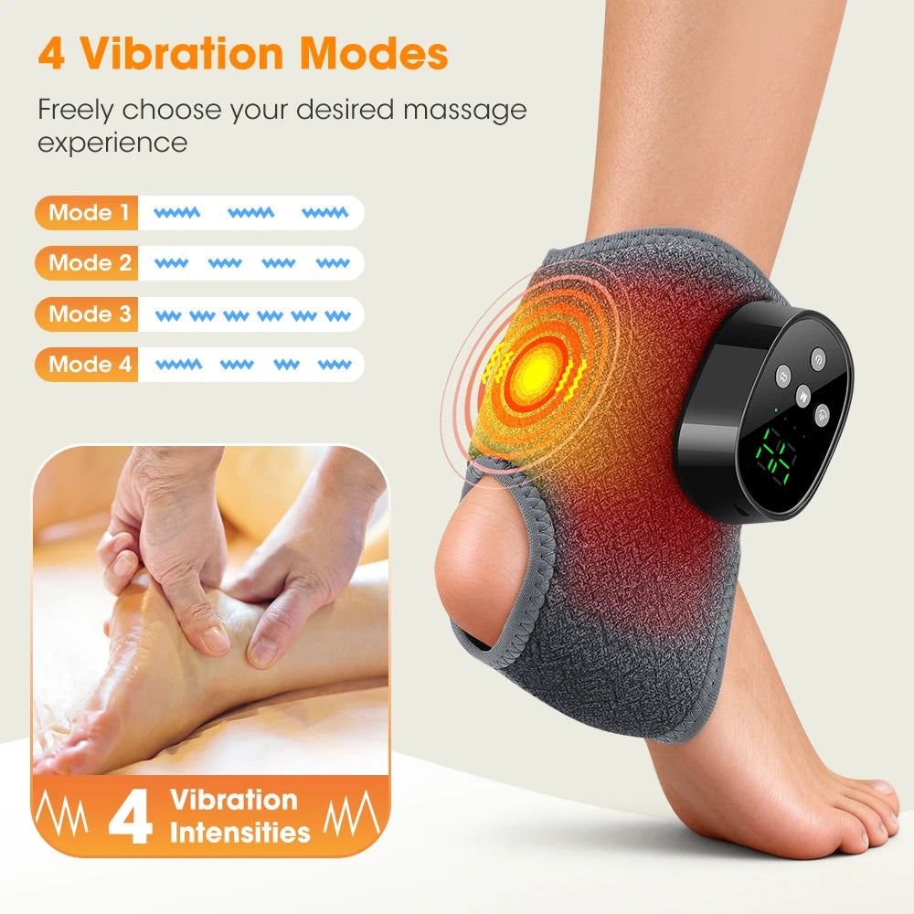 Electric Ankle Heating Massager Hot Compress Vibration Foot Ankle Massager 4 Heating 4 Modes Ankle Joint Brace Protection Warp
