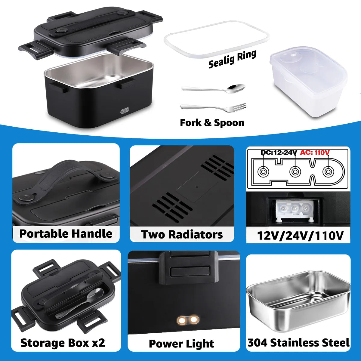 Portable Electric Lunch Box Food Warmer, 1.8 L