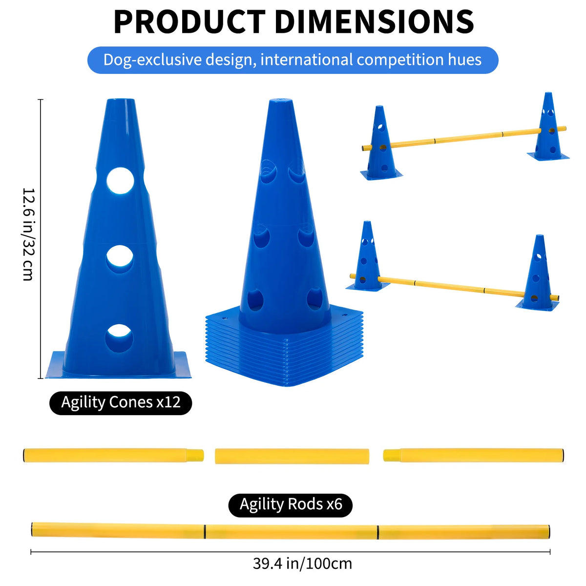 Dog Agility Training Set with Cones and Hurdles