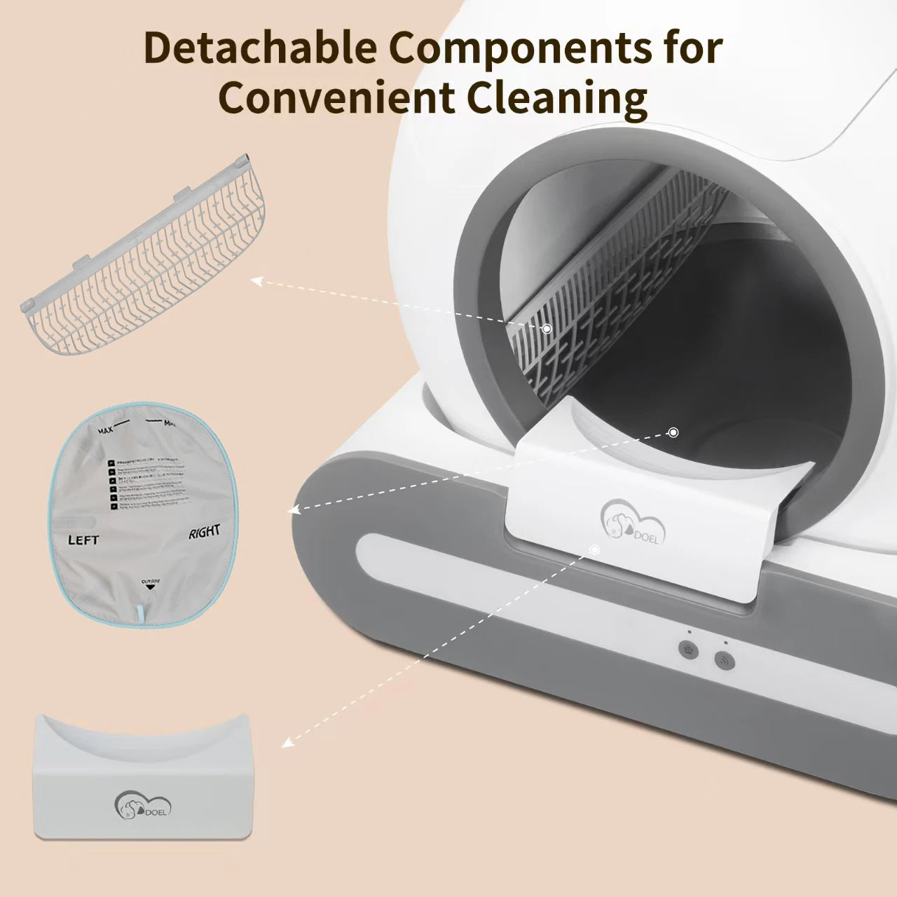 DOEL Self-Cleaning Cat Litter Box App Control and 2.4G WiFi