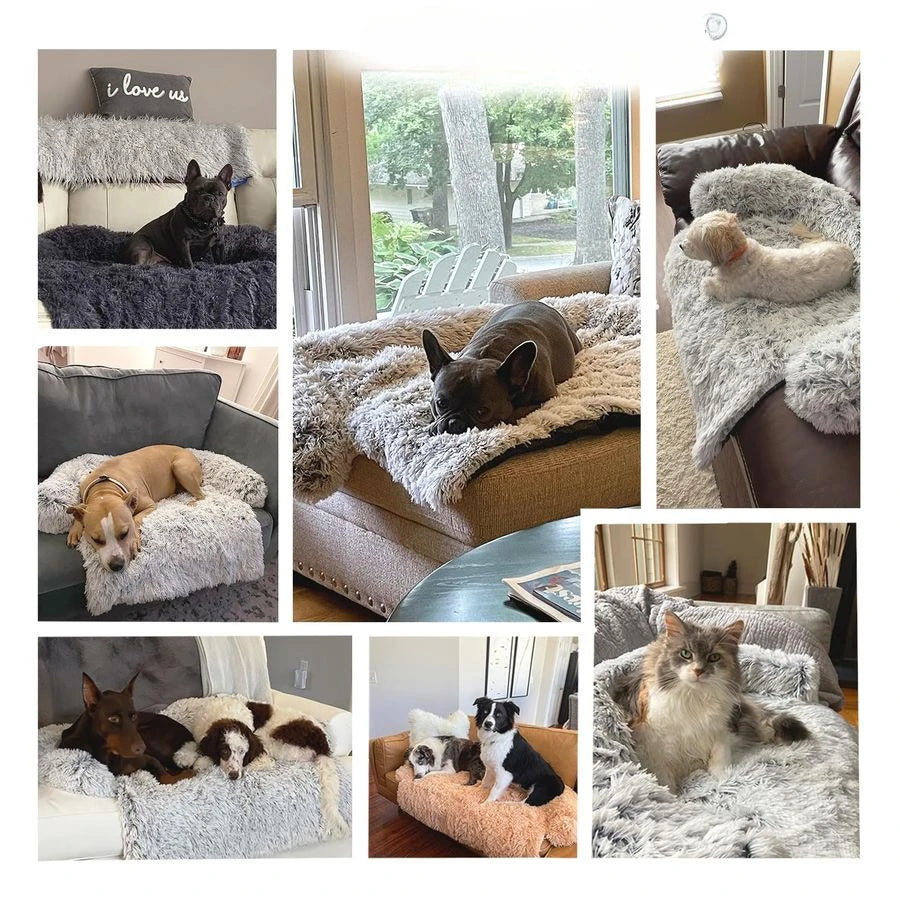Pet Calming Bed Mat for Dogs and Cats with Plush Waterproof Lining