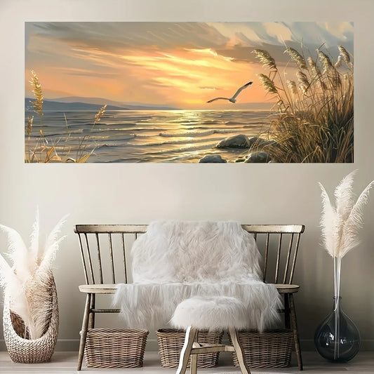 Sunset Beach Seascape Canvas Art Print For Interior Decor