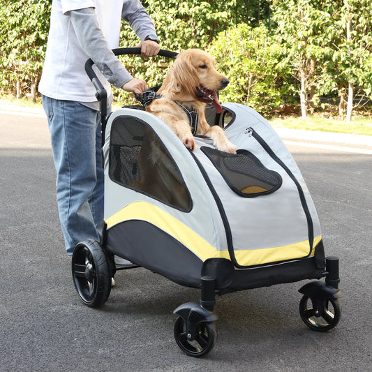 BINGOPAW Dog Stroller Four Wheel Pet Trolley Carrier Foldable
