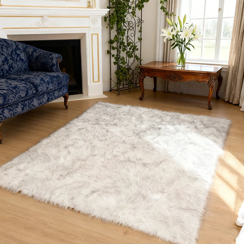 Fluffy Faux Fur Rug For Living Room And Bedroom Washable