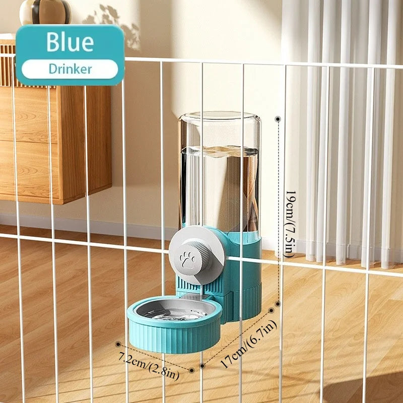 2025 Gravity Hanging Pet Feeder Cat Dog Large Capacity Auto Refill Cage Mount PP Household Puppy Double Bowl Set