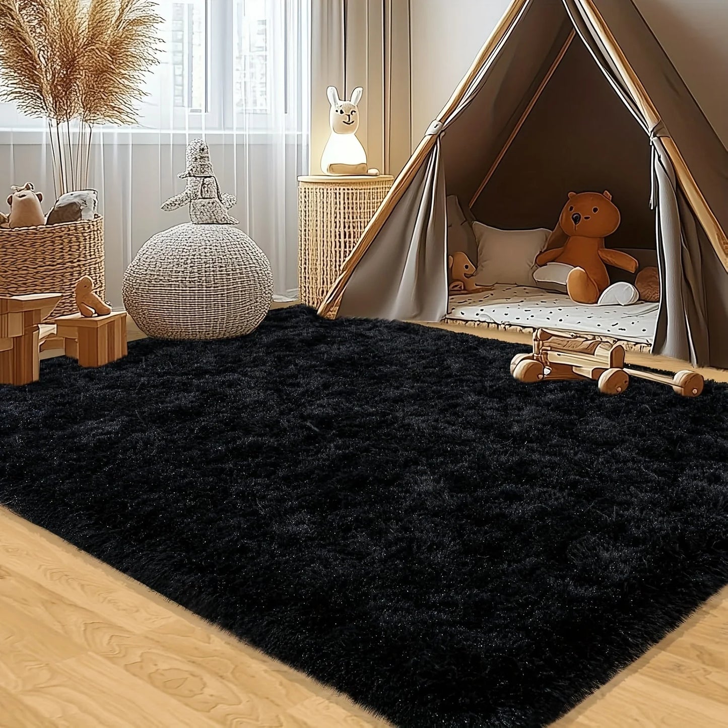 Geometric Plush Area Rug Ultra Soft Living Room Decor