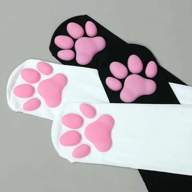 Cat Paw Pad Sock Striped Thigh High Socks Kitten Cosplay