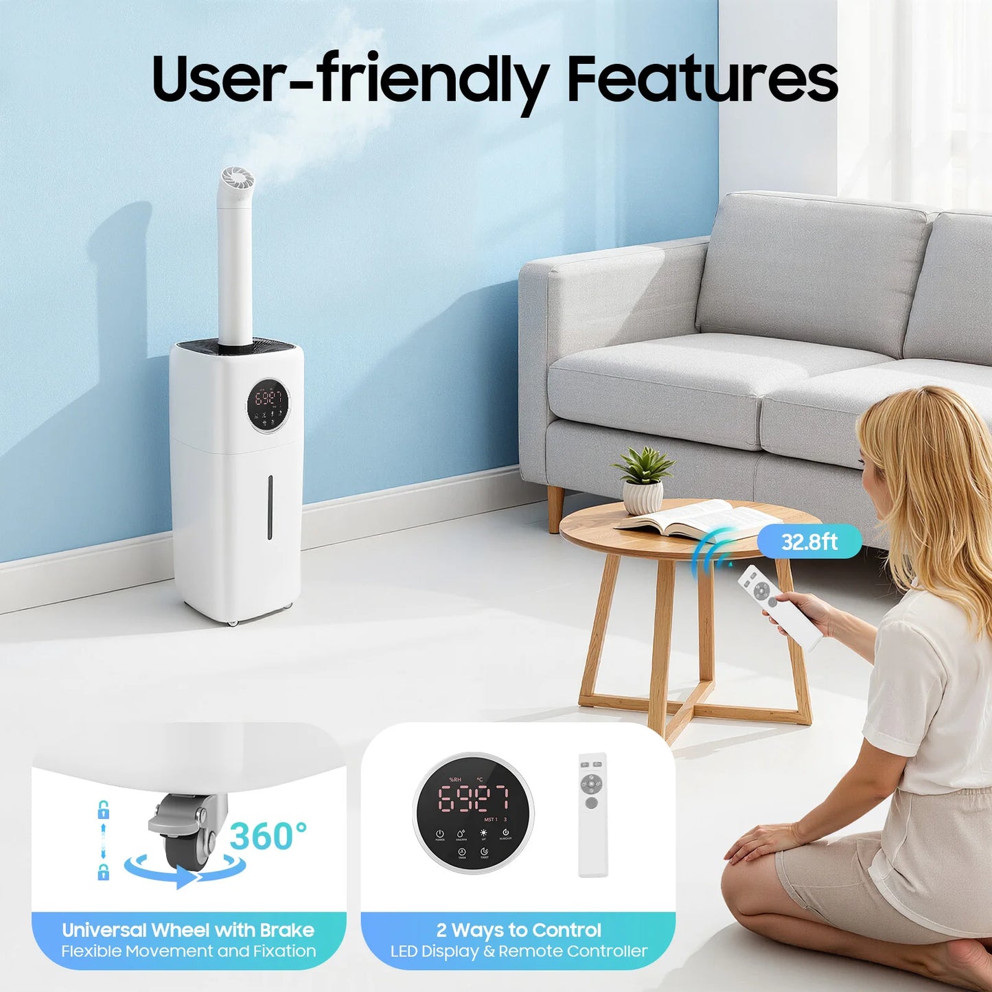 Humidifier Large Capacity 21L Digital Control Remote Control Air Purification Ultrasonic Humidifier Mist Maker
