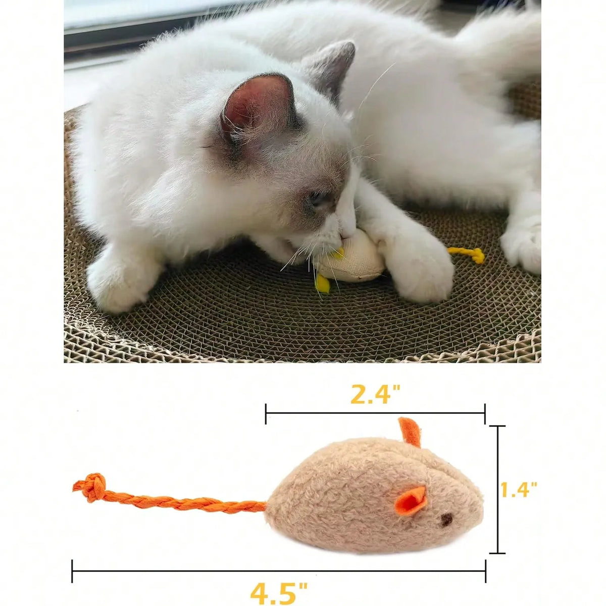Rattle Faux Fur Mouse Cat Toys, Multi-Pack