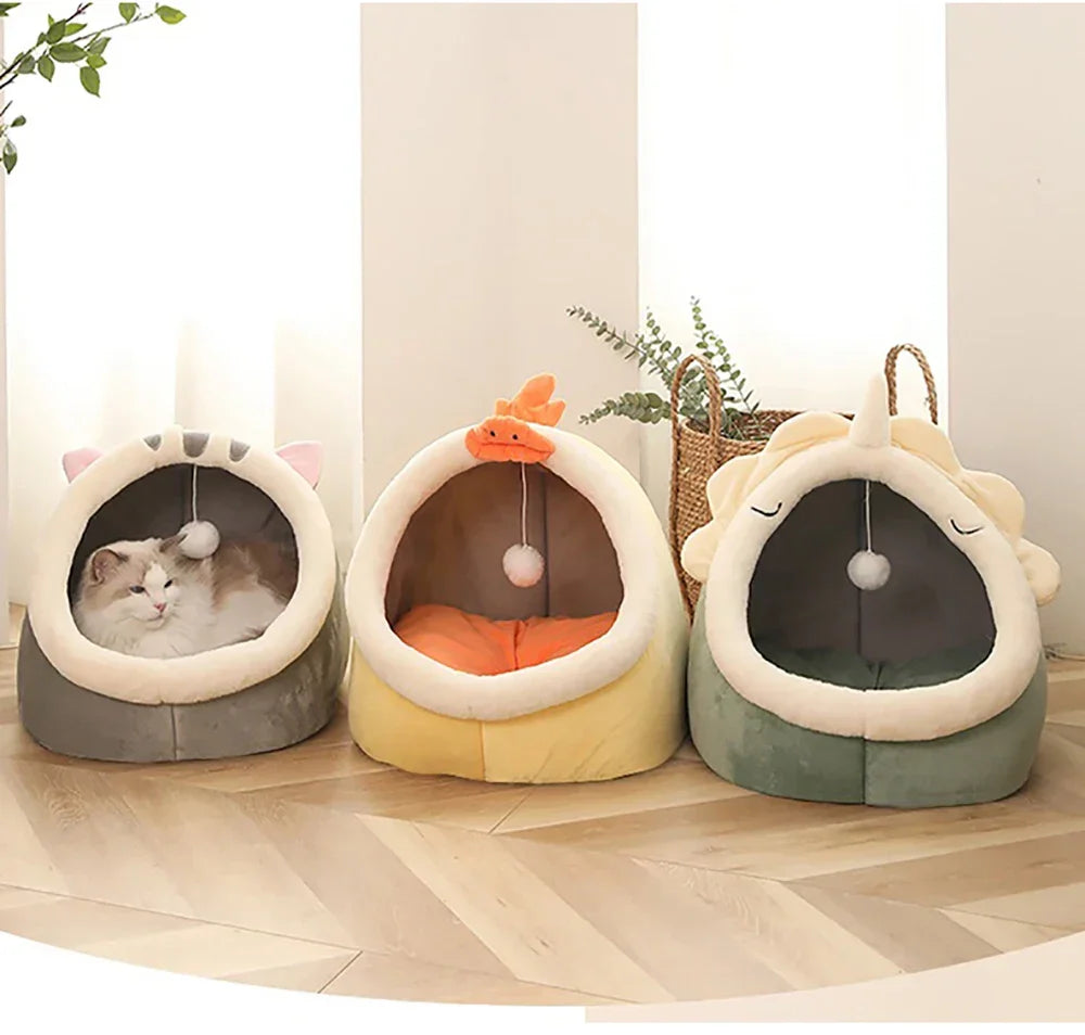 Cozy Cave Cat Bed With Soft Foldable Cushion Machine Washable