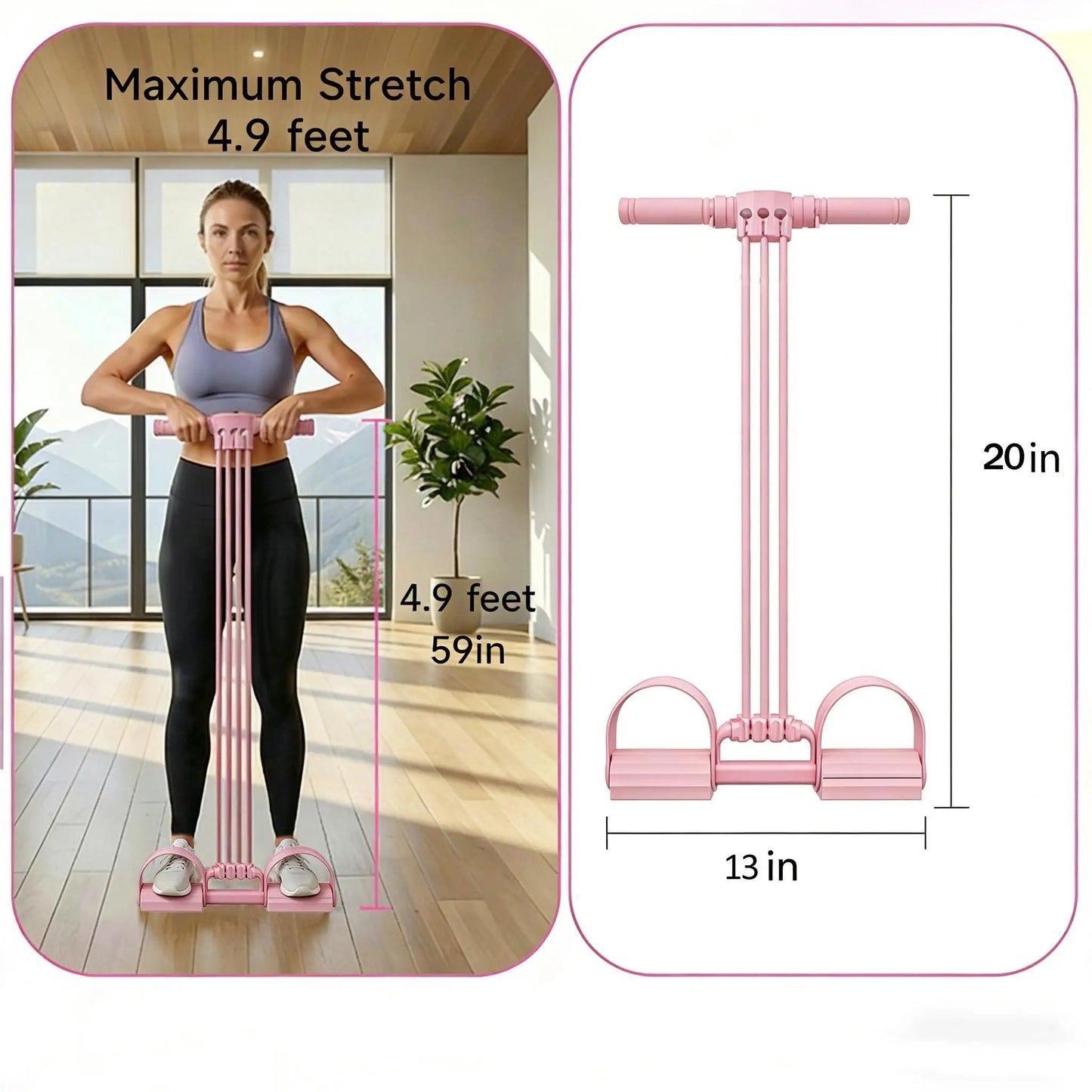 3-in-1 Multifunction Pedal Resistance Band, Elastic Pull Rope Fitness, Full-Body Workout at Home Gym, Exercise Sit-up, Yoga, Abdominal Training