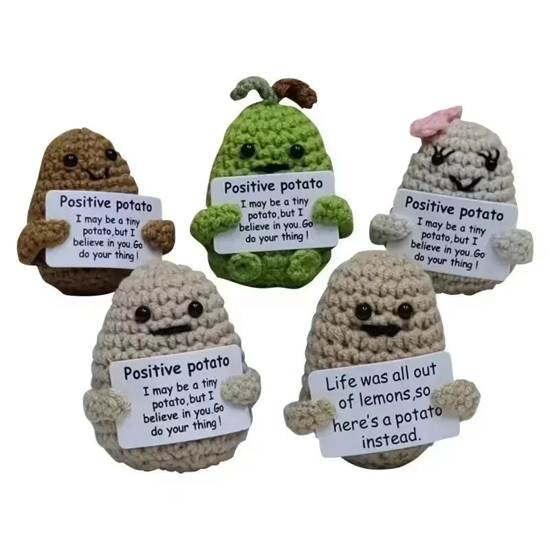 Positive Energy Potato Hug Plush Doll Handmade Wool Knit Gift