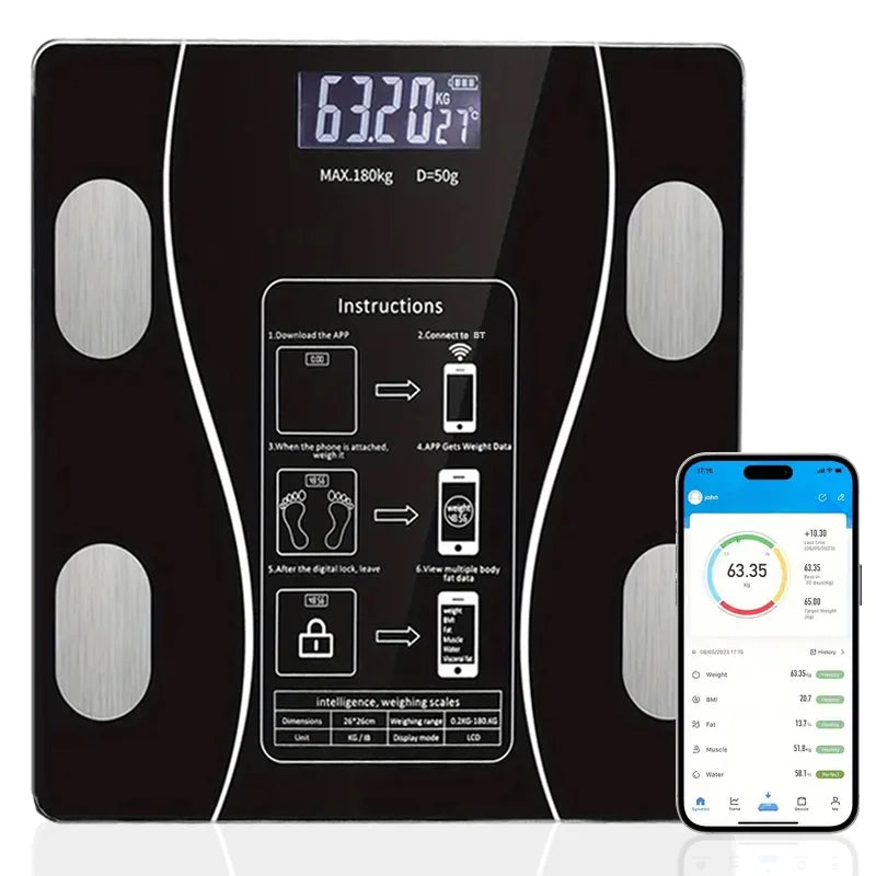 Smart Body Fat Digital Wireless Bathroom Scale Body Composition Analyzer