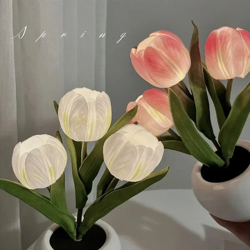 LED Tulip Night Light Lamp For Desk And Room Decor