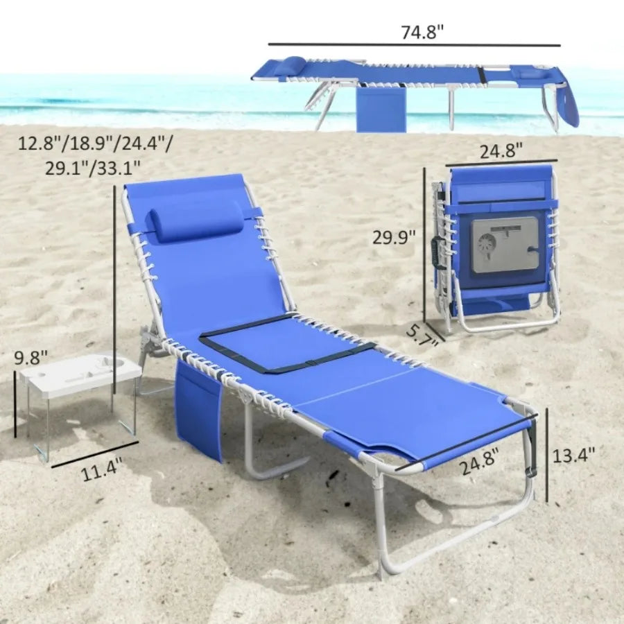Folding Chair With Adjustable Height Cushioned Seat Rotatable