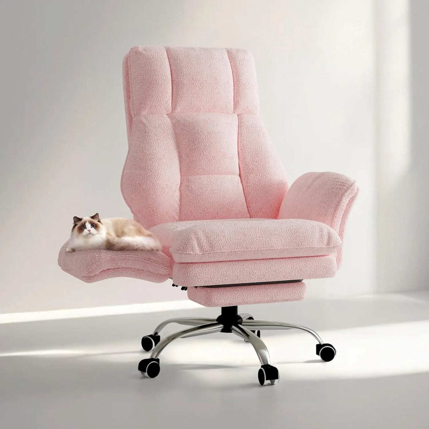 Ergonomic Reclining Office Chair With Flip Armrests And Footrest