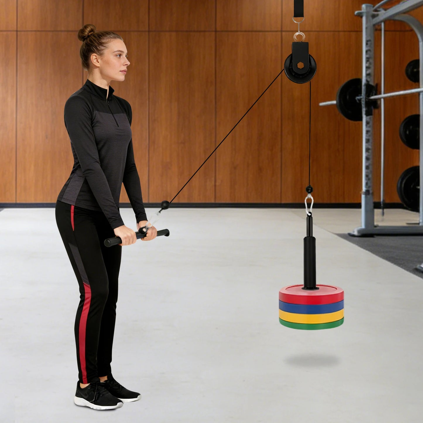 Cable Pull Fitness Gym Arm Biceps Triceps Rope Strap Weight Lifting Bodybuilding Strength Training Pulldown Pulley System Gym