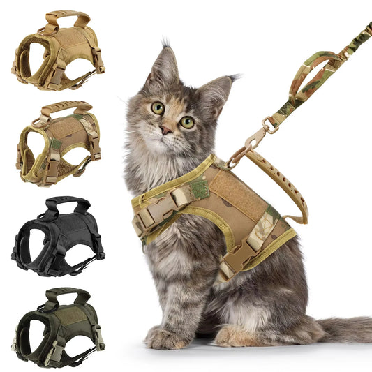 Tactical Cat Harness And Leashes For Small Dog Puppy Vest Straps with Handle Harnesses Training Adjustable Pet Accessories