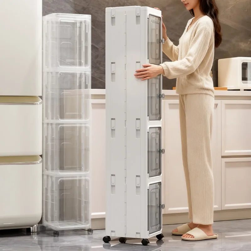 Slim Rolling Storage Cabinet with Clear Doors