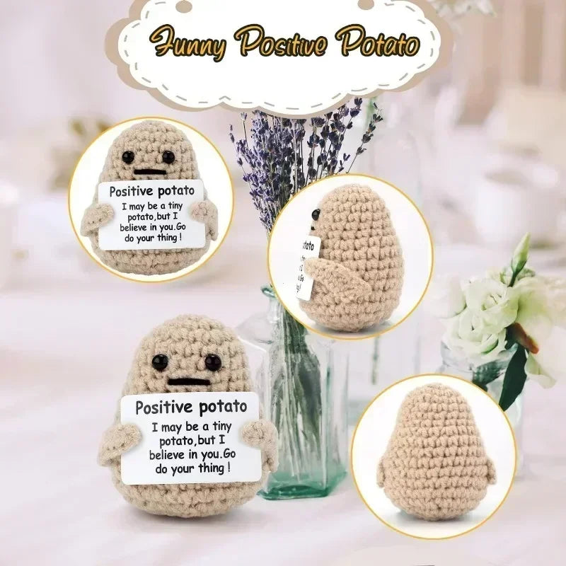 Positive Energy Potato Hug Plush Doll Handmade Wool Knit Gift
