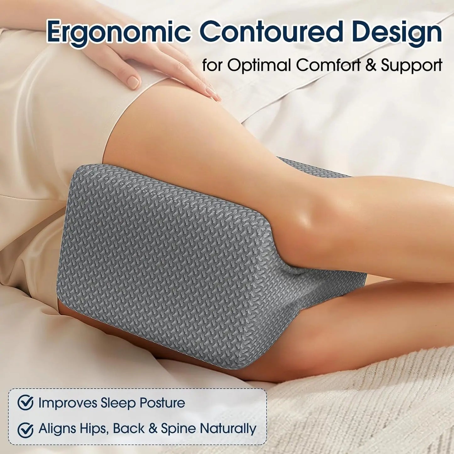 Memory Foam Knee Pillow, Knee Pillow for Side Sleepers, Leg Pillows for Sleeping Blood Circulation, Elevation Pillow for Spine A
