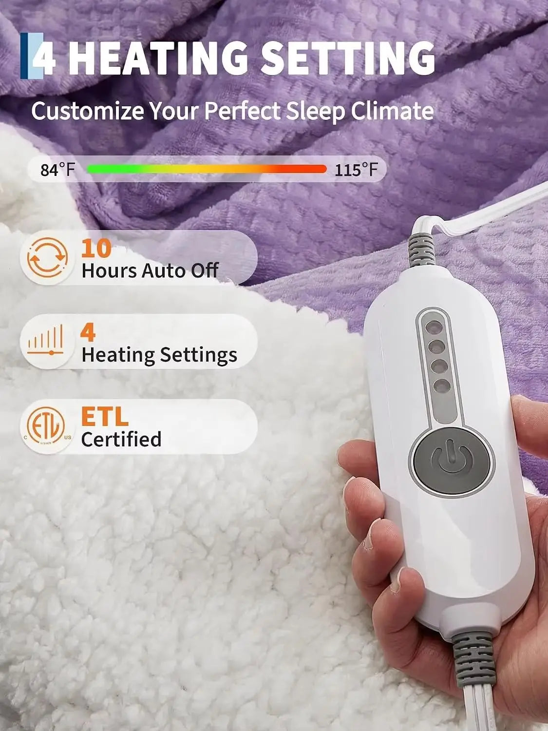 Heated Flannel Sherpa Electric Blanket, 90 x 100 in