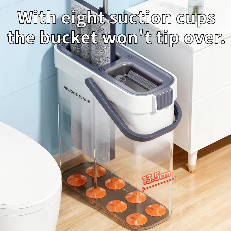 Joybos Slim Mop Bucket Set With Self Wringing Flat Mop Hair Scraper Anti Tipping