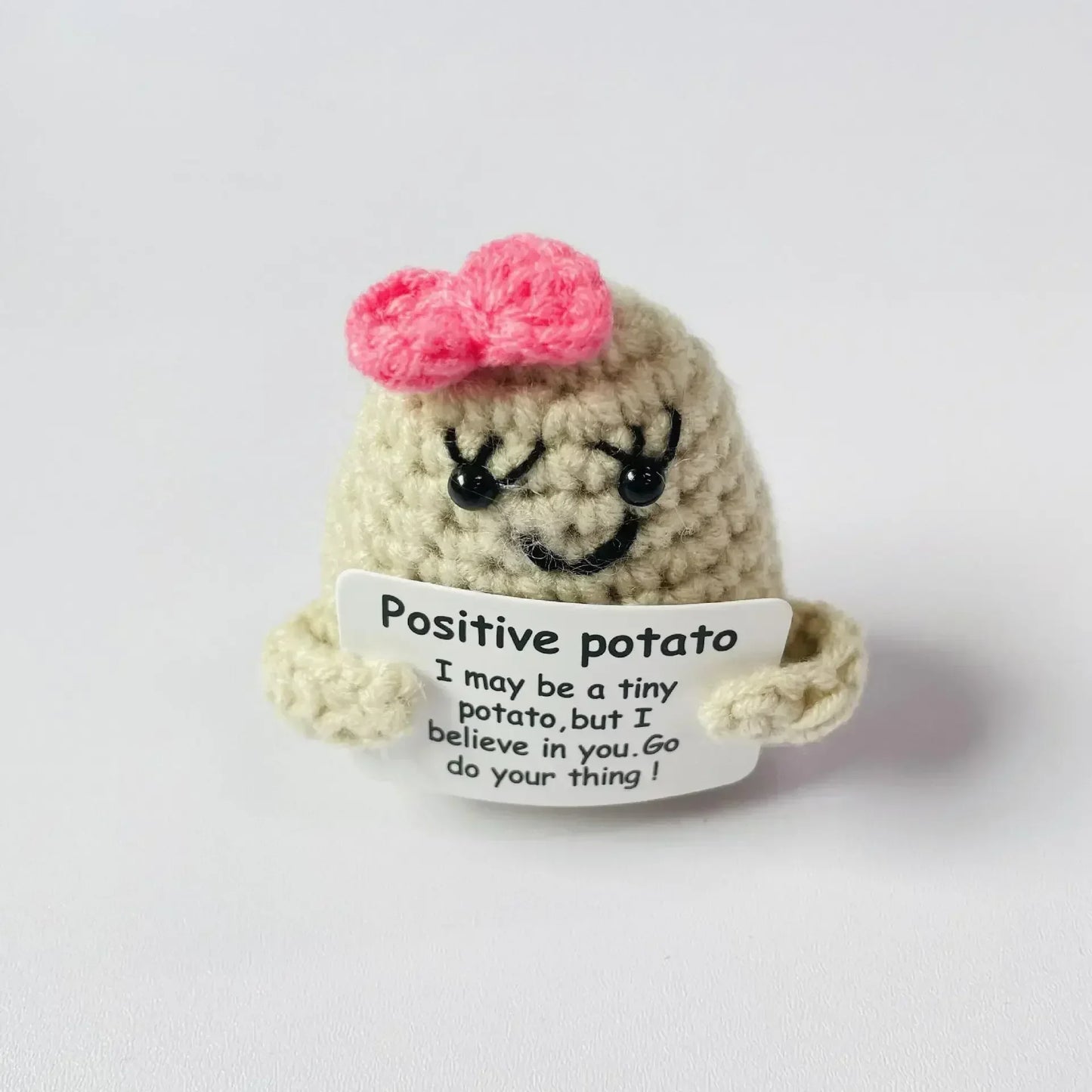 Positive Energy Potato Hug Plush Doll Handmade Wool Knit Gift