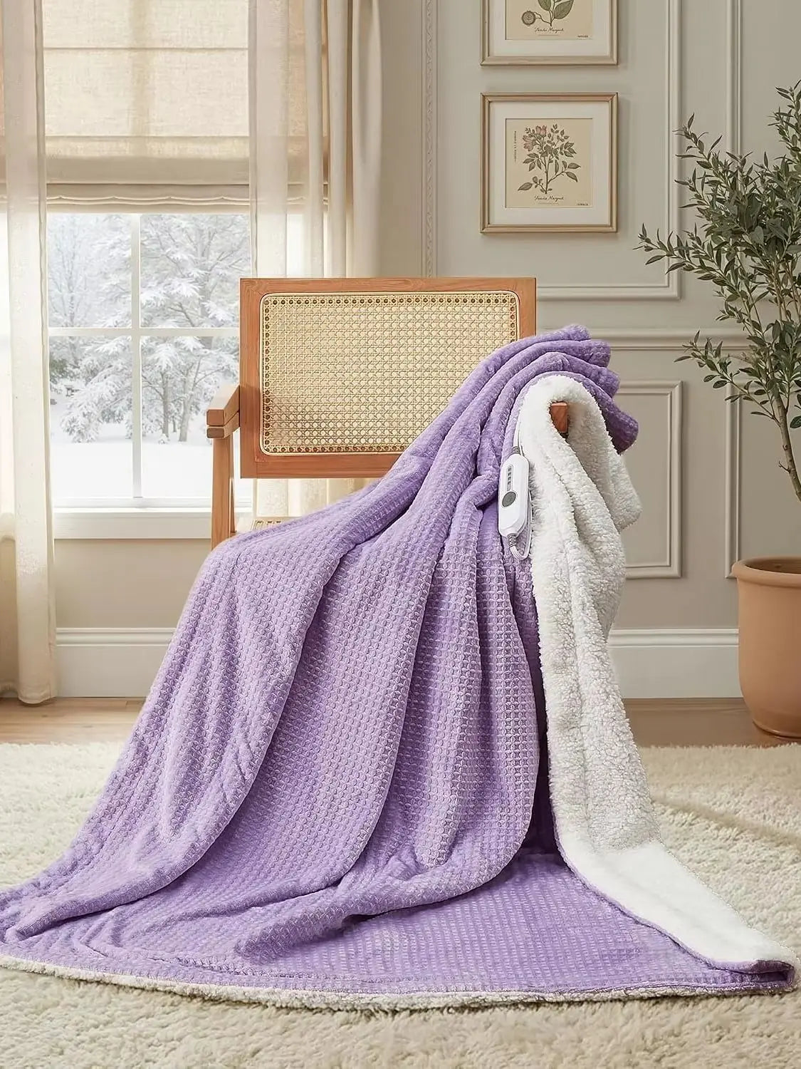 Heated Flannel Sherpa Electric Blanket, 90 x 100 in