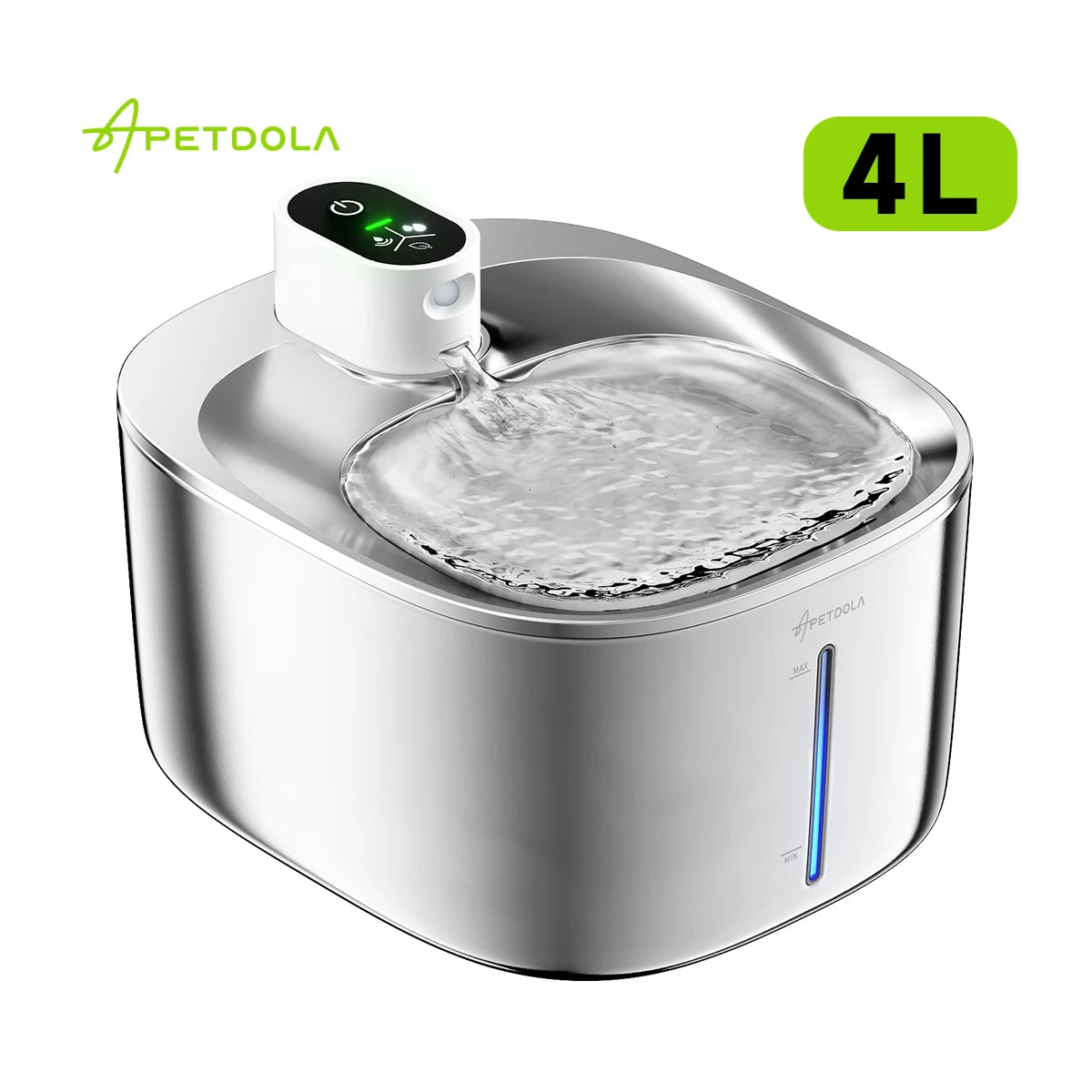 Wireless Stainless Steel Pet Water Fountain, 4L