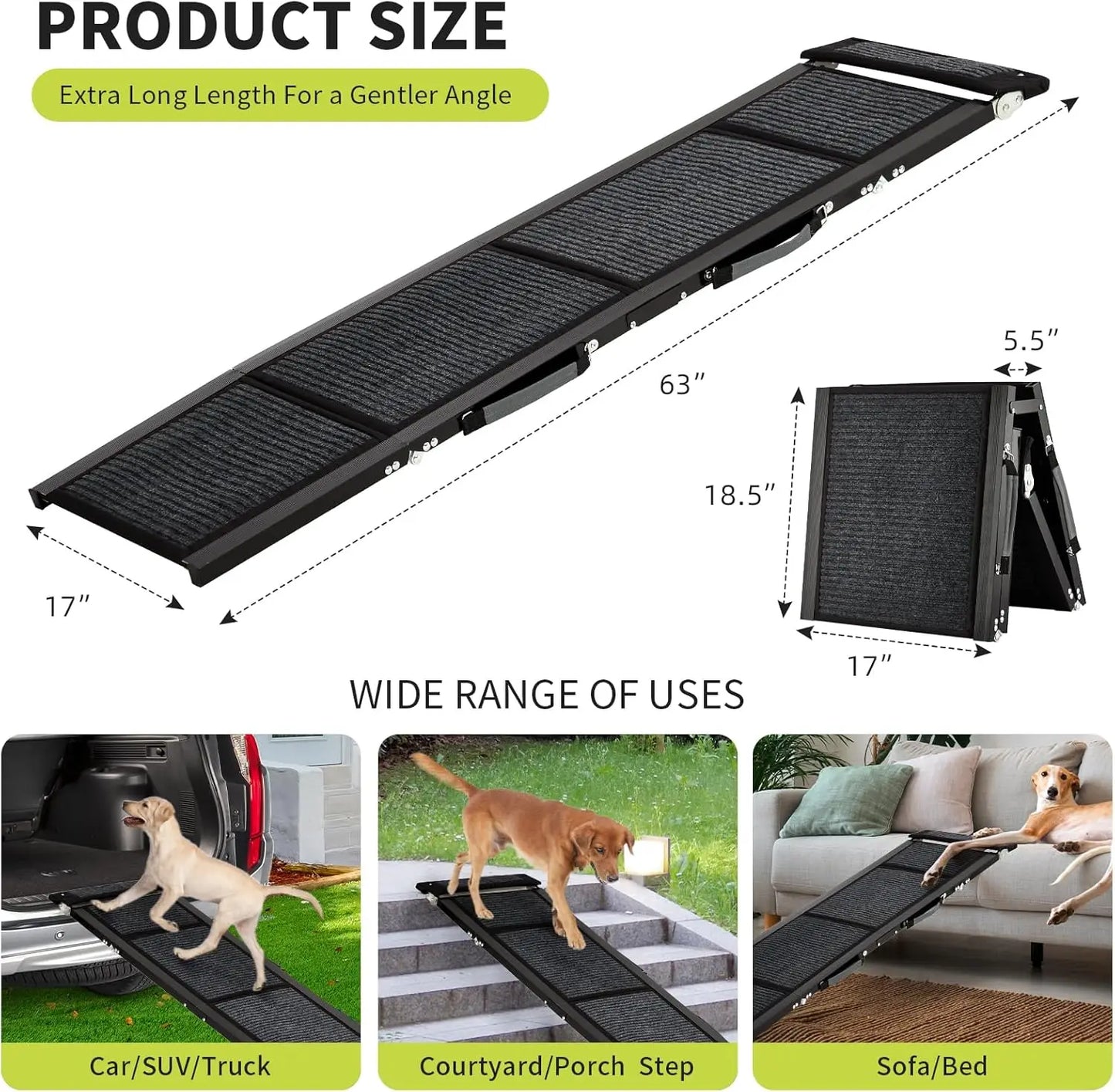 TWISTER.CK Dog Ramp Quad Fold Non Slip Lightweight Portable Ramp