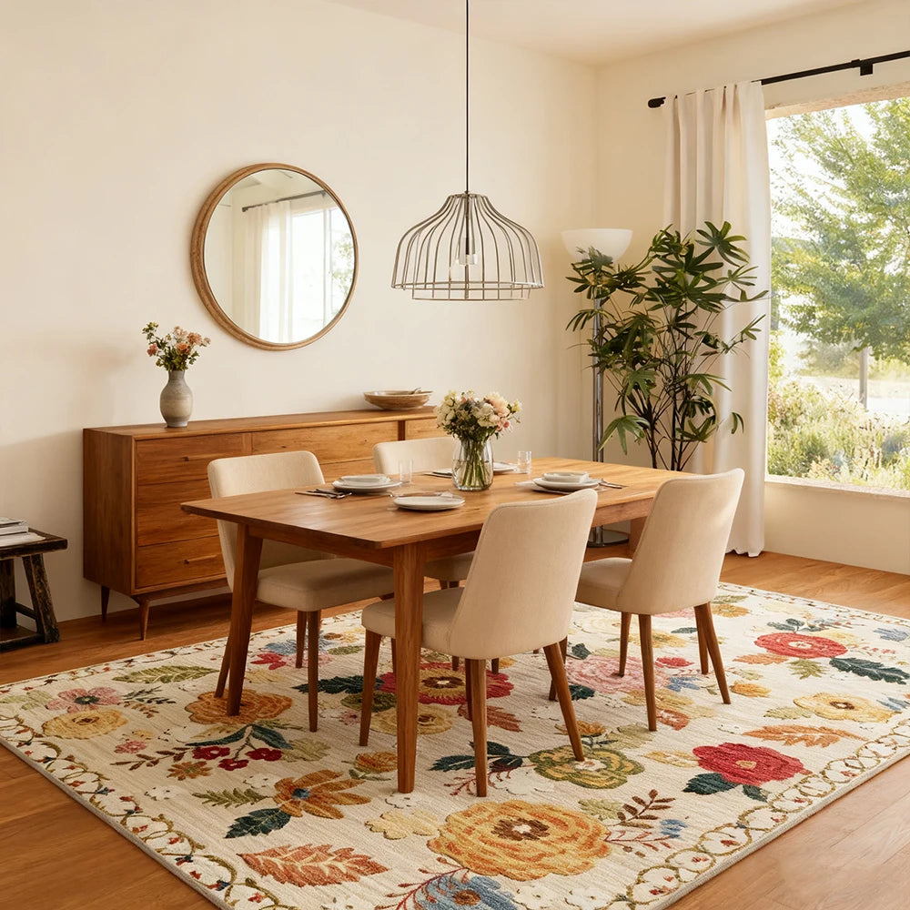 Kilim Floral Boho Area Rug Non-Shedding Machine Washable