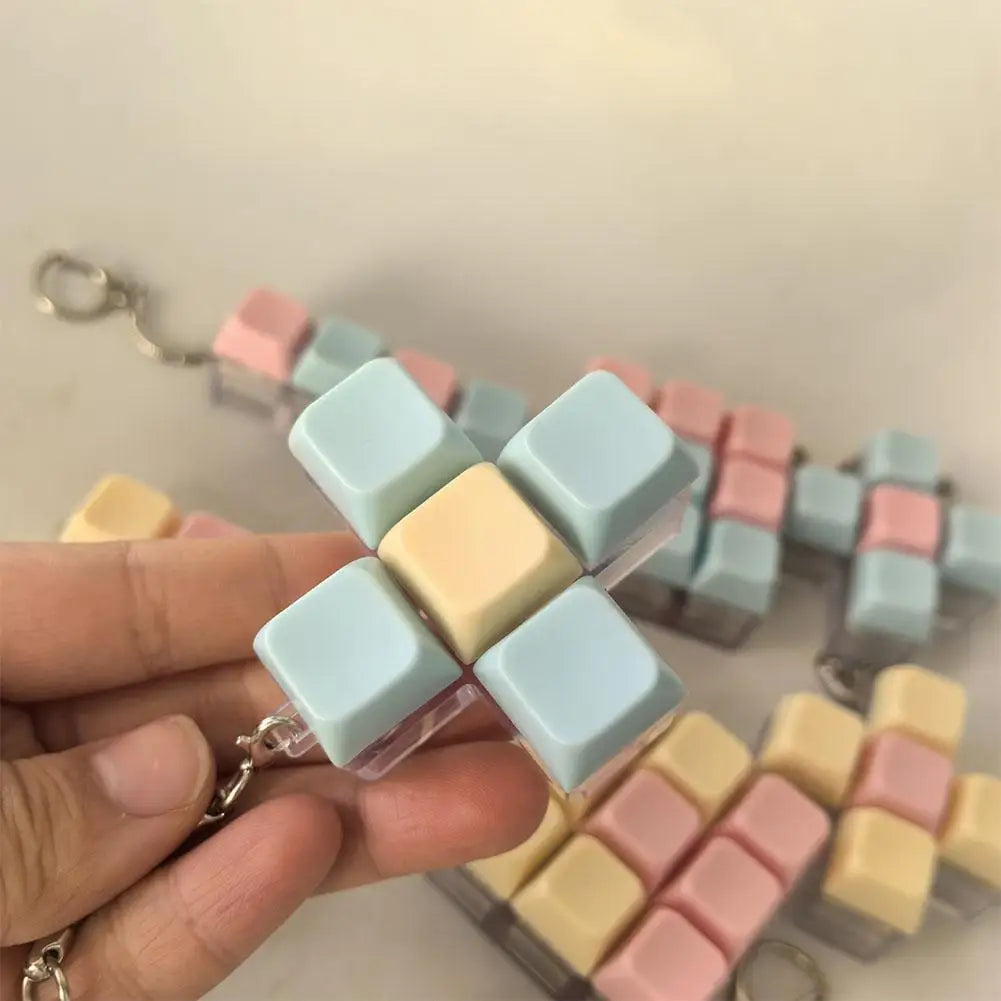 Decompression 9 Keyboard Key Toy Anti Stress Fidget Keychain