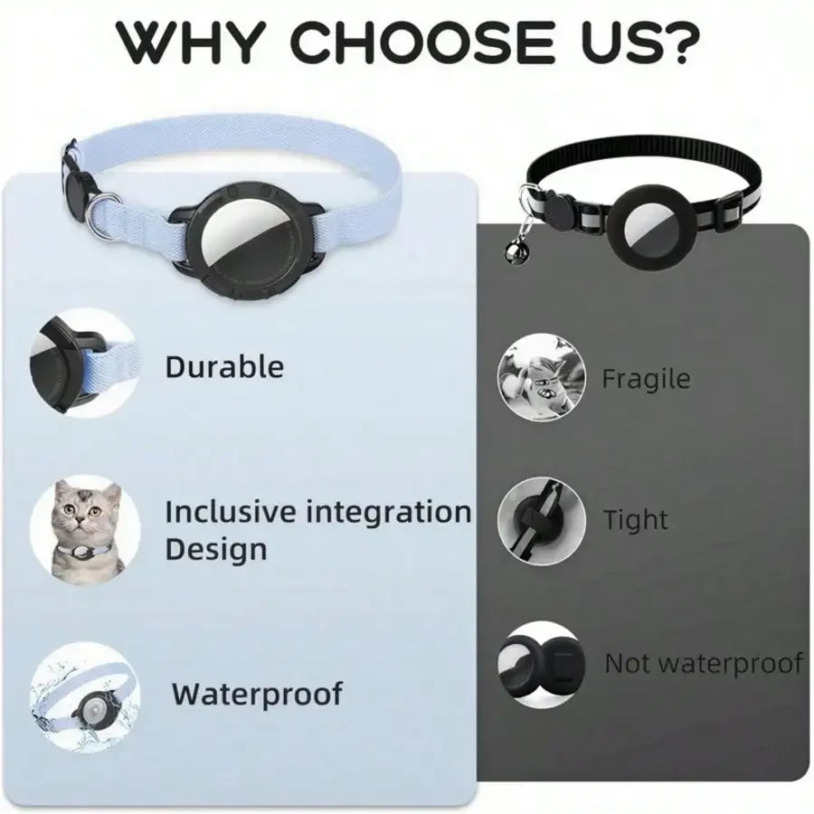 Breakaway Reflective Cat Collar With AirTag Holder And QR ID Tag