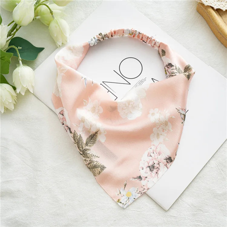 Summer Vintage Print Flower Beach Bandana Hair Scarf Fashion Elastic Rubber Headbands for Women Girl Hair Accessories