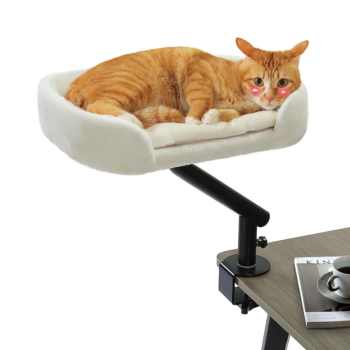 Clamp-On Rotating Cat Desk Bed