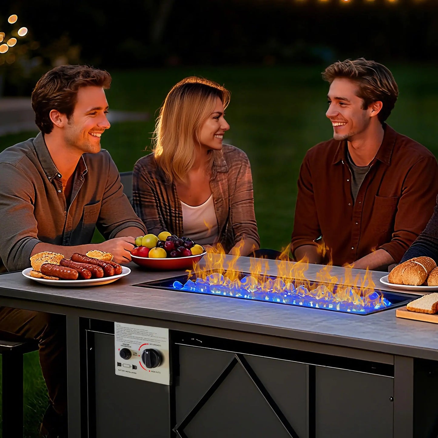 JHK Outdoor Propane Fire Pit Table CSA Certified 50000 BTU